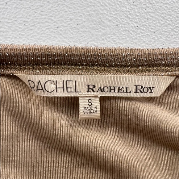 Rachel Roy Gold Shimmer Wrap Style Top Long Sleeve Sparkle Blouse Size S - Picture 5 of 6